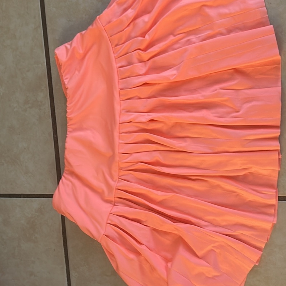 Vibrant Orange Pleated Skirt